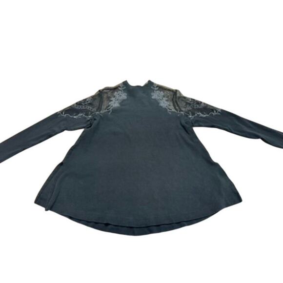 "FREE PEOPLE" Blk Lace Shoulder SZ S Floral Whimsigoth, Dark Romance, Vampire - Picture 11 of 12